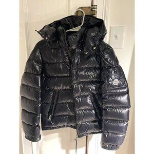 Moncler Black Hooded Puffer Jacket Youth Size 14 Quilted Down Insulated Warm Coa